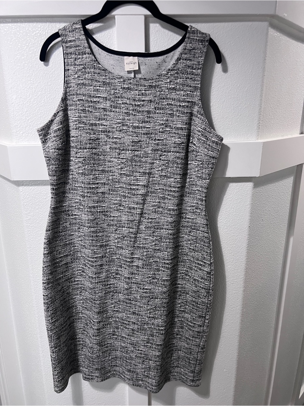 Kaileigh Black & White Tweed-Textured Sheath Dress